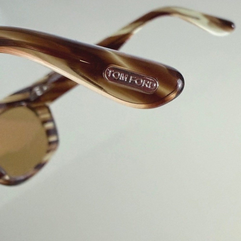 Tom Ford Sunglasses Athena Yellow Tint FT1190 Cat Eye Striped Brown Havana 53mm - Picture 10 of 12